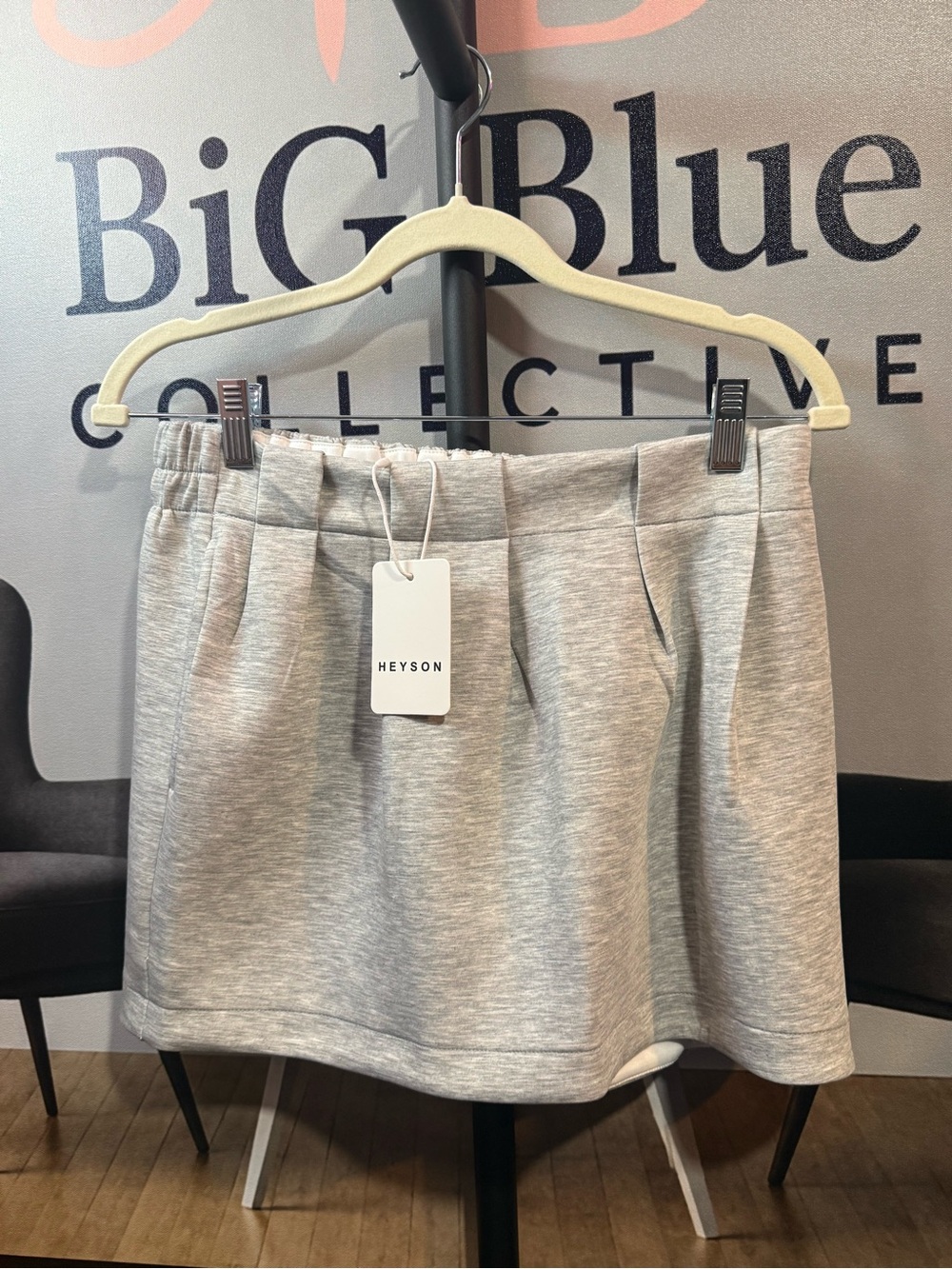 Heyson Light Gray Mini Skirt with Elastic Waist